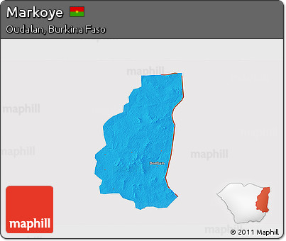 Political 3D Map of Markoye, cropped outside
