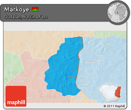 Political 3D Map of Markoye, lighten