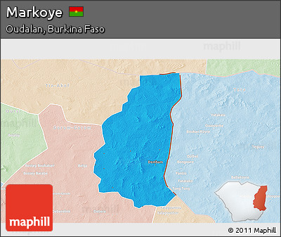Political 3D Map of Markoye, lighten
