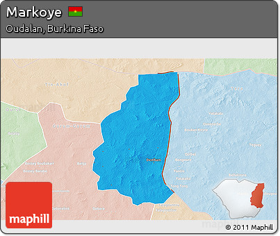 Political 3D Map of Markoye, lighten
