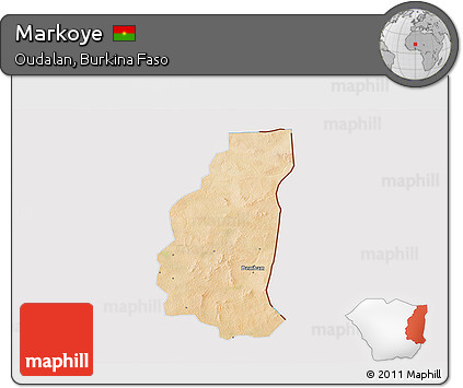 Satellite 3D Map of Markoye, cropped outside