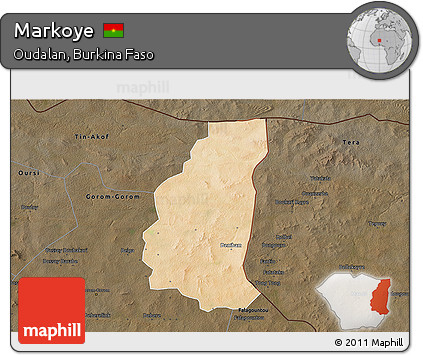 Satellite 3D Map of Markoye, darken