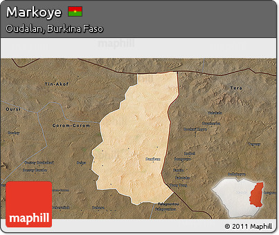 Satellite 3D Map of Markoye, darken