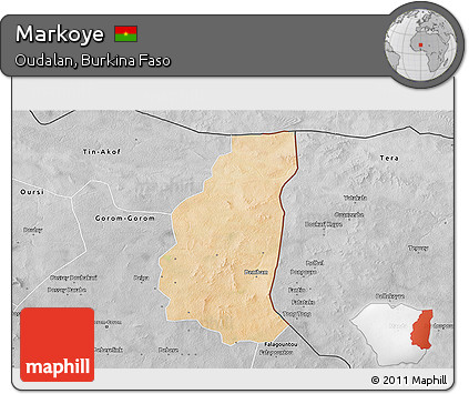 Satellite 3D Map of Markoye, desaturated