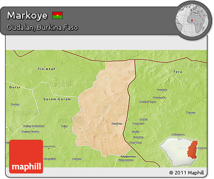 Satellite 3D Map of Markoye, physical outside