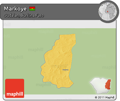 Savanna Style 3D Map of Markoye, single color outside