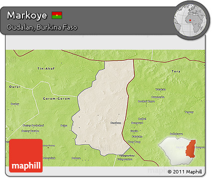 Shaded Relief 3D Map of Markoye, physical outside