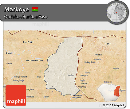 Shaded Relief 3D Map of Markoye, satellite outside