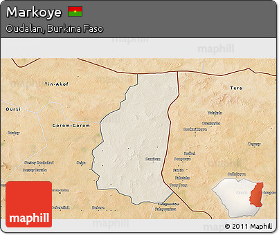 Shaded Relief 3D Map of Markoye, satellite outside