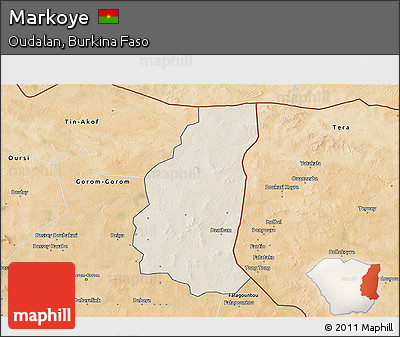 Shaded Relief 3D Map of Markoye, satellite outside