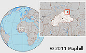 Gray Location Map of Markoye, highlighted country, within the entire country