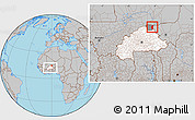 Gray Location Map of Markoye, highlighted country, highlighted parent region, within the entire country