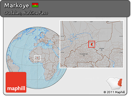 Gray Location Map of Markoye, hill shading
