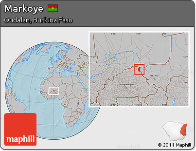 Gray Location Map of Markoye, hill shading