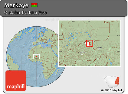 Savanna Style Location Map of Markoye, highlighted parent region, hill shading