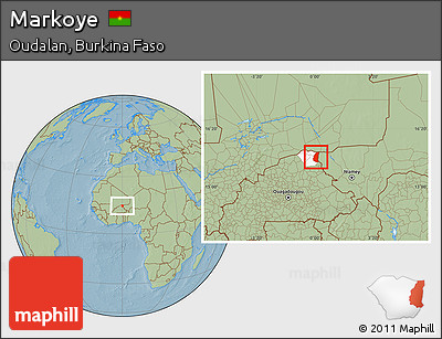 Savanna Style Location Map of Markoye, highlighted parent region, hill shading