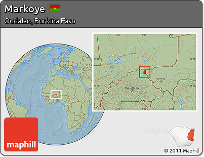 Savanna Style Location Map of Markoye, hill shading