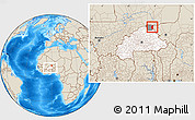 Shaded Relief Location Map of Markoye, highlighted country, highlighted parent region, within the entire country