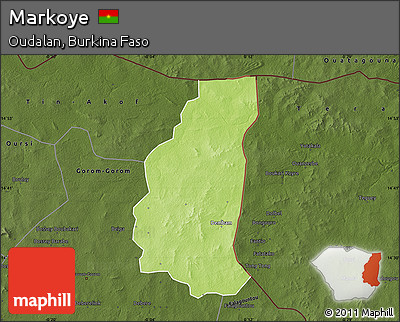 Physical Map of Markoye, darken