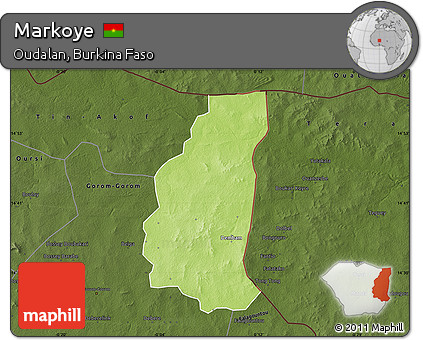 Physical Map of Markoye, darken