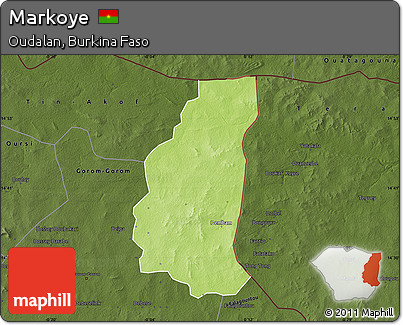 Physical Map of Markoye, darken