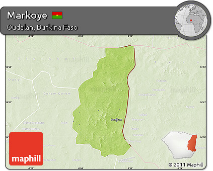 Physical Map of Markoye, lighten