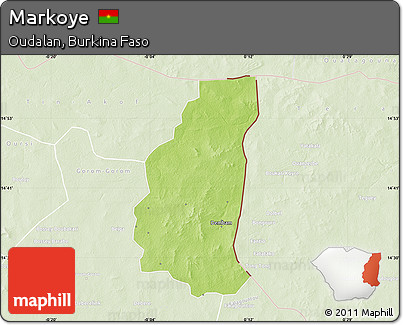 Physical Map of Markoye, lighten