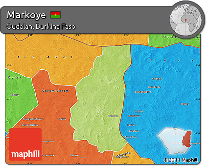 Physical Map of Markoye, political outside