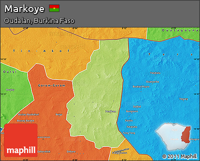 Physical Map of Markoye, political outside