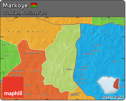 Physical Map of Markoye, political outside