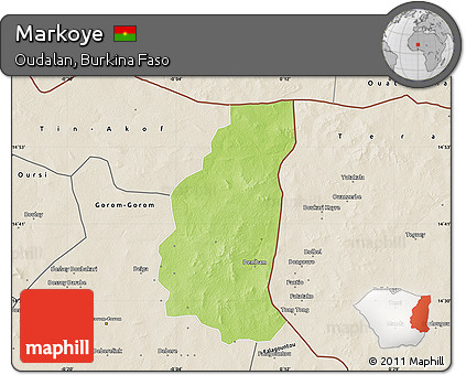 Physical Map of Markoye, shaded relief outside