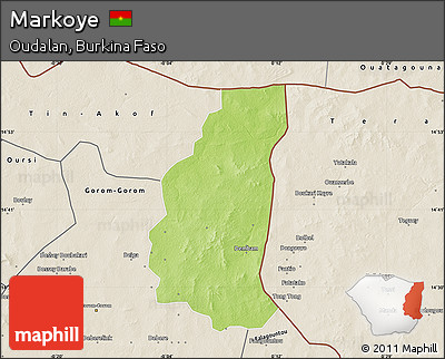 Physical Map of Markoye, shaded relief outside