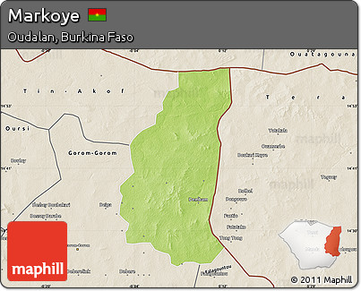 Physical Map of Markoye, shaded relief outside