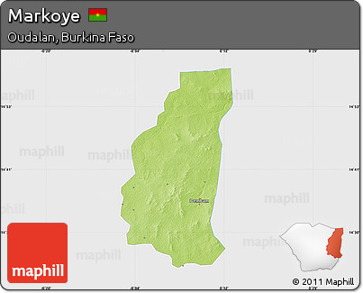 Physical Map of Markoye, single color outside