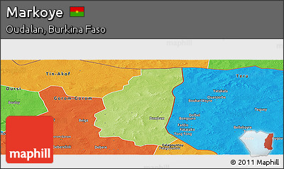 Physical Panoramic Map of Markoye, political outside