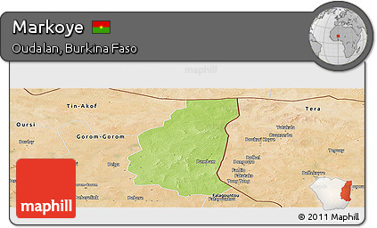 Physical Panoramic Map of Markoye, satellite outside