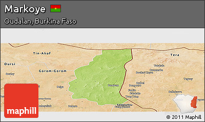 Physical Panoramic Map of Markoye, satellite outside