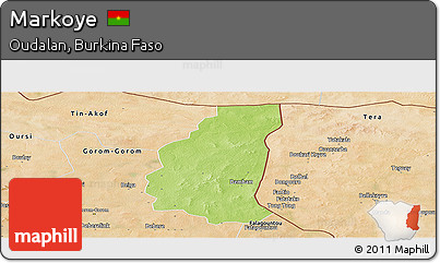 Physical Panoramic Map of Markoye, satellite outside