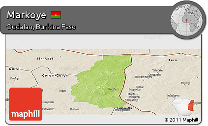 Physical Panoramic Map of Markoye, shaded relief outside