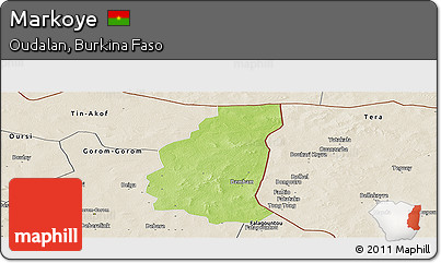 Physical Panoramic Map of Markoye, shaded relief outside