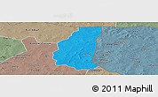 Political Panoramic Map of Markoye, semi-desaturated