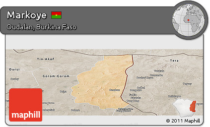 Satellite Panoramic Map of Markoye, semi-desaturated