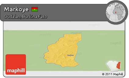 Savanna Style Panoramic Map of Markoye, single color outside