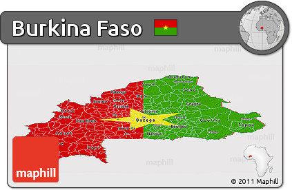 Flag Panoramic Map of Burkina Faso, flag rotated