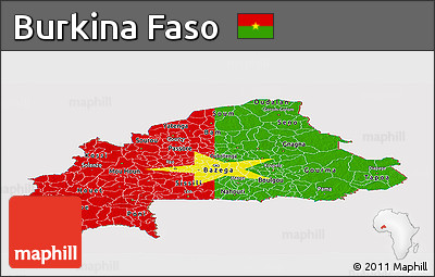 Flag Panoramic Map of Burkina Faso, flag rotated