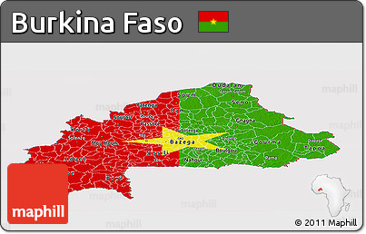 Flag Panoramic Map of Burkina Faso, flag rotated