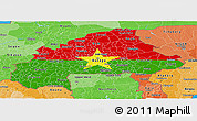 Flag Panoramic Map of Burkina Faso, political shades outside, flag centered