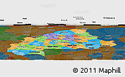 Political Panoramic Map of Burkina Faso, darken