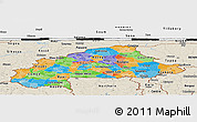 Political Panoramic Map of Burkina Faso, shaded relief outside, bathymetry sea