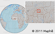 Gray Location Map of Yako, within the entire country, hill shading